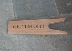 boot jack carved text